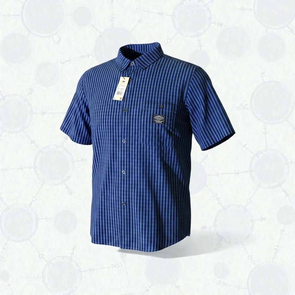 Rusty Worldwide Curve Short Sleeve Button Down Shirt Navy Size S